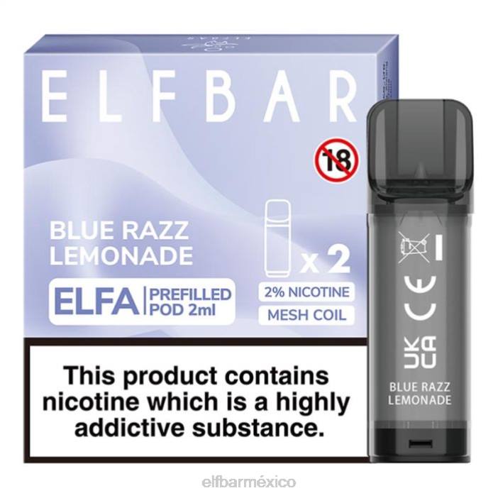 ELFBAR Mexico cápsula precargada de elfa - 2 ml - 20 mg (paquete de 2) J40L119 limonada azul razz