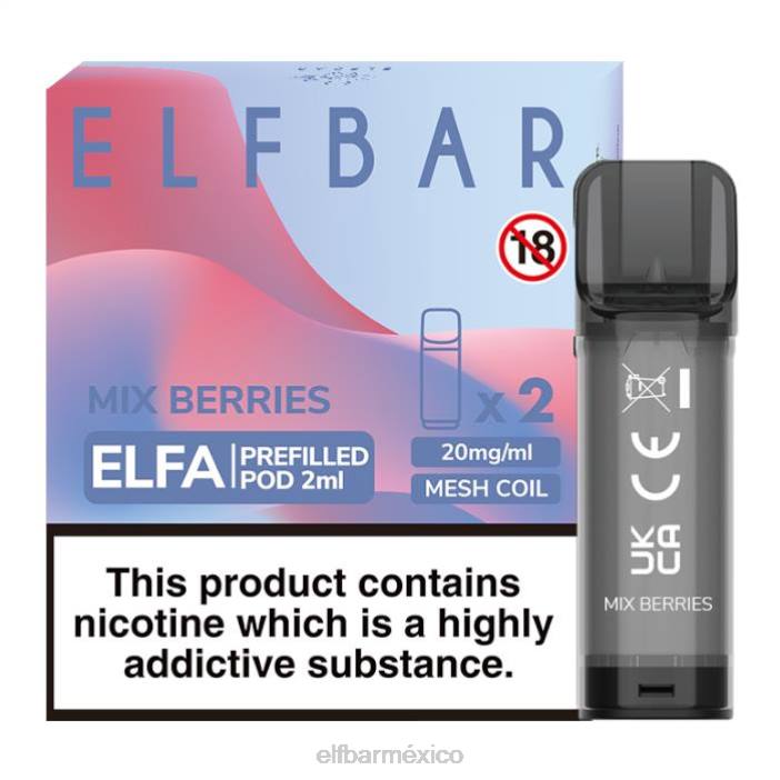 ELFBAR Mexico cápsula precargada de elfa - 2 ml - 20 mg (paquete de 2) J40L132 mezclar bayas