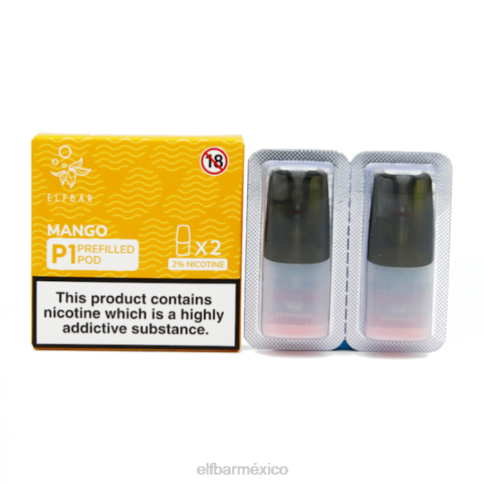 ELFBAR Mexico mate 500 p1 vainas precargadas - 20 mg (paquete de 2) sandía mango melocotón J40L158