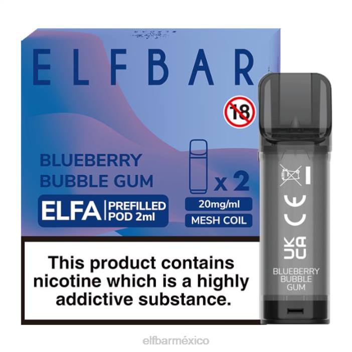 ELF BAR BC5000 Mexico cápsula precargada de elfa - 2 ml - 20 mg (paquete de 2) J40L126 chicle de arándanos