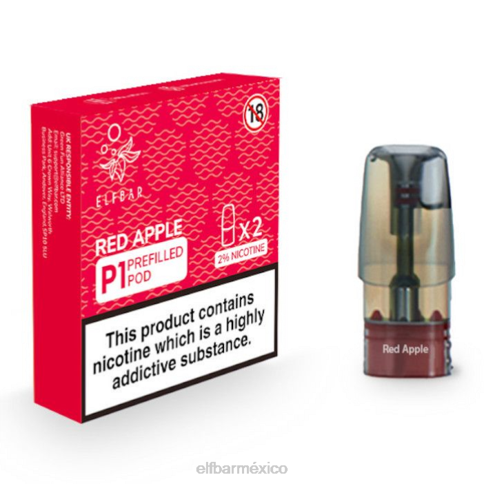 ELF BAR Bc5000 Como Funciona mate 500 p1 cápsulas precargadas - 20 mg (paquete de 2) J40L161 manzana roja