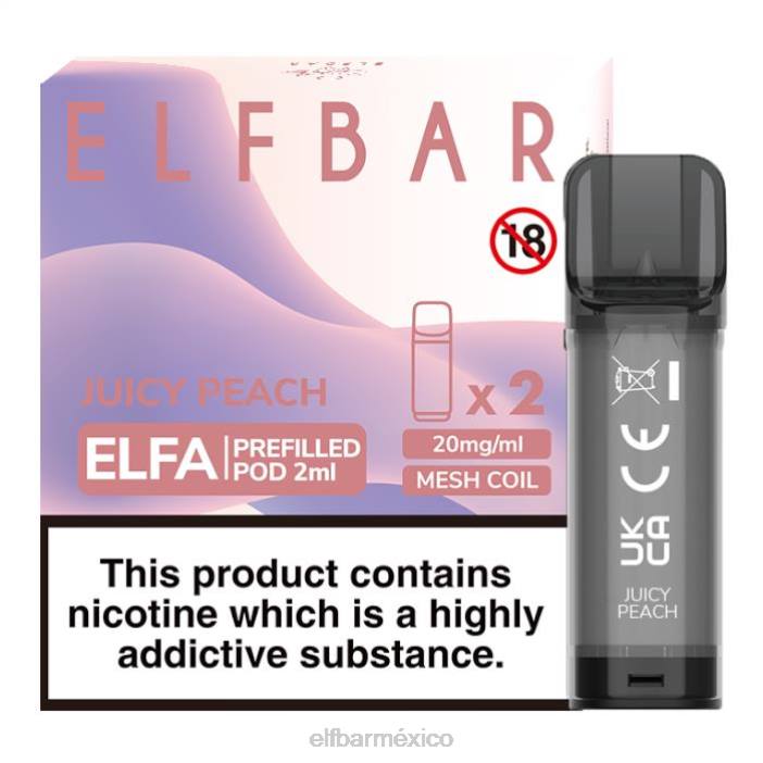 ELF BAR Mexico City cápsula precargada de elfa - 2 ml - 20 mg (paquete de 2) J40L125 Durazno jugoso