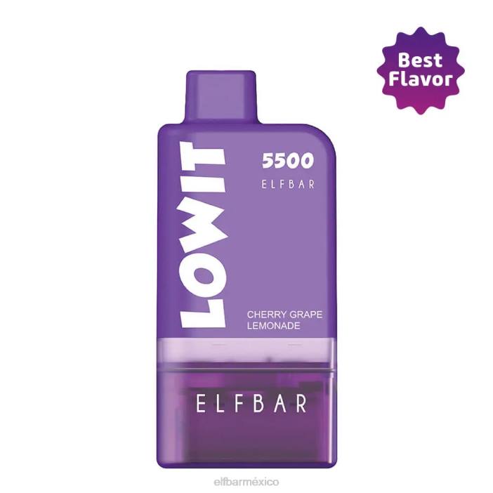 ELF BAR Mexico City kit de vainas precargadas lowit 5500 2%nic limonada de uva cereza J40L437 vaina de limonada de uva cereza+batería morada