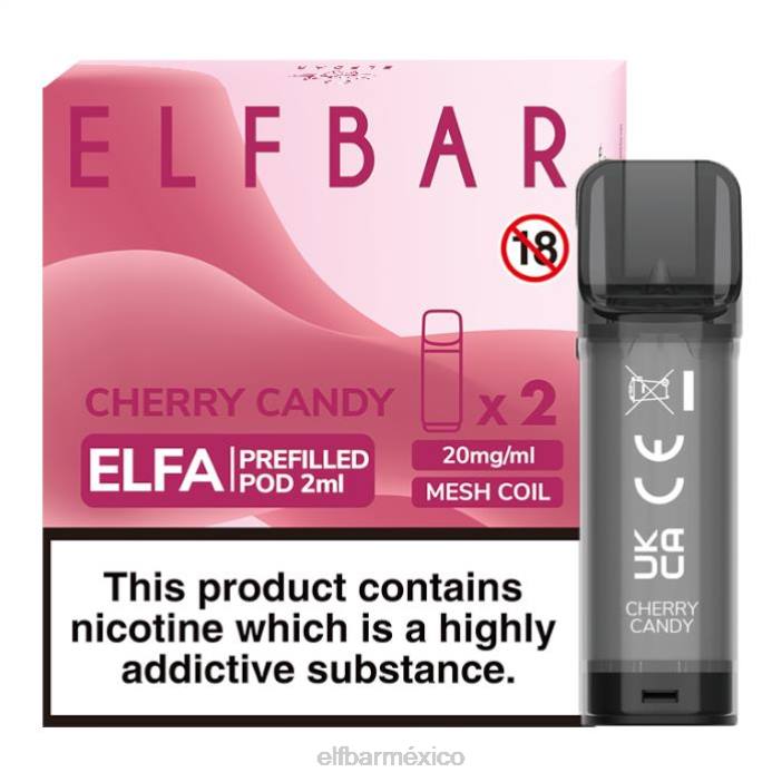 ELF BAR Mexico cápsula precargada de elfa - 2 ml - 20 mg (paquete de 2) J40L131 caramelo de cereza