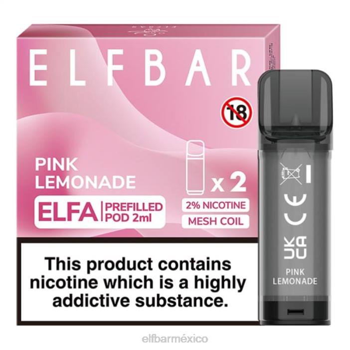 ELF BAR Monterrey cápsula precargada de elfa - 2 ml - 20 mg (paquete de 2) J40L111 limonada rosa