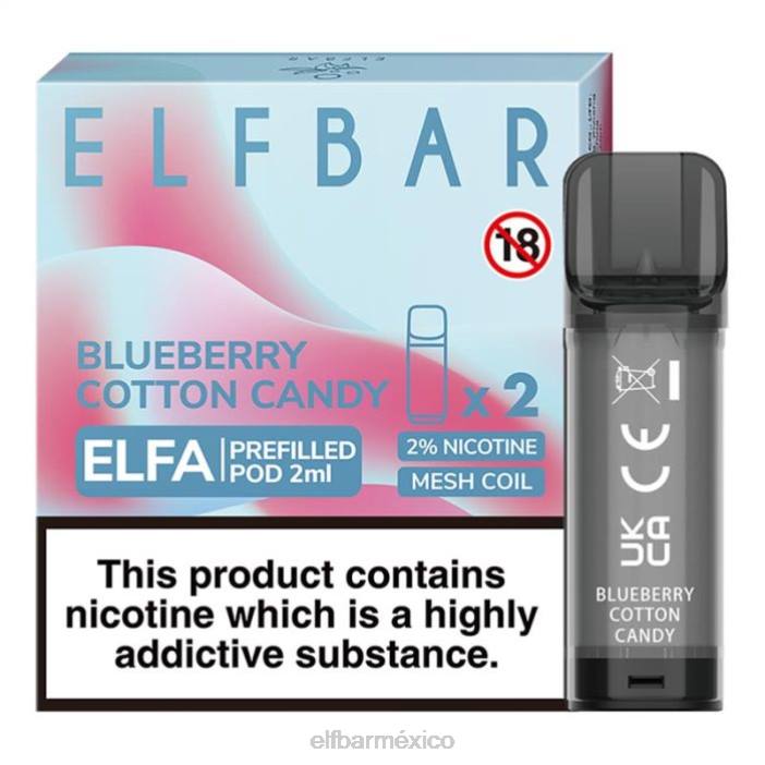 ELF BAR Monterrey cápsula precargada de elfa - 2 ml - 20 mg (paquete de 2) J40L124 algodón de azúcar de arándanos