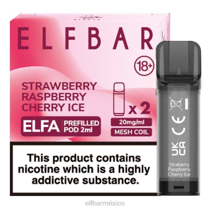 ELF BAR Sabores 10000 cápsula precargada de elfa - 2 ml - 20 mg (paquete de 2) J40L129 fresa frambuesa cereza hielo