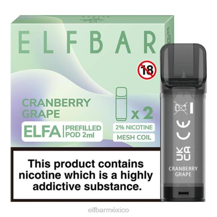 ELF BAR Sabores 4000 cápsula precargada de elfa - 2 ml - 20 mg (paquete de 2) J40L127 uva de arándano