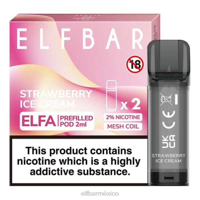 ELF BAR Sabores Mas Vendidos cápsula precargada de elfa - 2 ml - 20 mg (paquete de 2) J40L115 helado de fresa