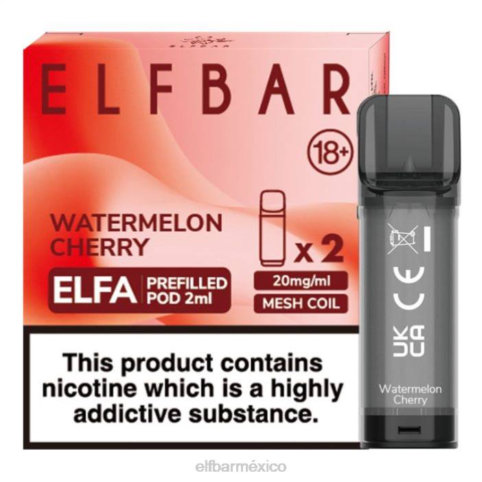 ELF BAR Sabores cápsula precargada de elfa - 2 ml - 20 mg (paquete de 2) J40L121 cereza sandia