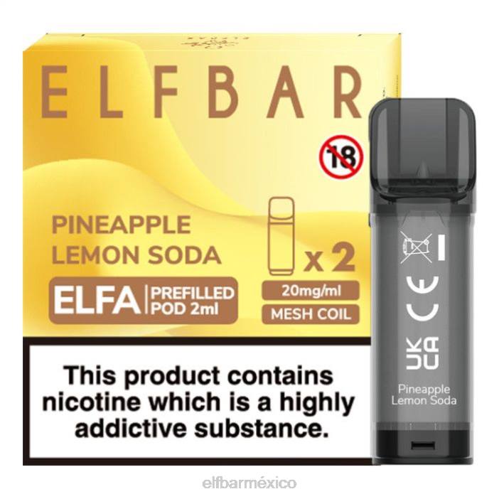 ELF BAR Sabores cápsula precargada de elfa - 2 ml - 20 mg (paquete de 2) J40L134 refresco de piña y limón