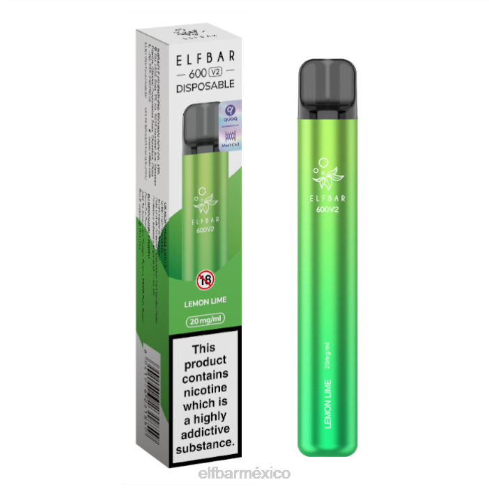 ELFBAR Mexico Vaporizador desechable 600v2 - 20 mg J40L15 Lima Limon