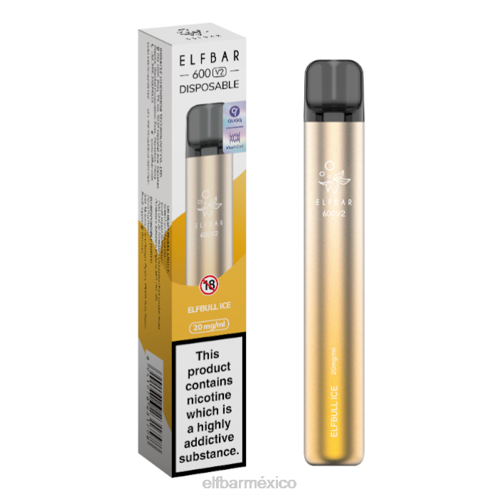 ELFBAR Mexico Vaporizador desechable 600v2 - 20 mg J40L28 hielo elfturbo