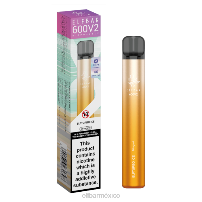 ELFBAR Mexico Vaporizador desechable 600v2 - 20 mg J40L28 hielo elfturbo