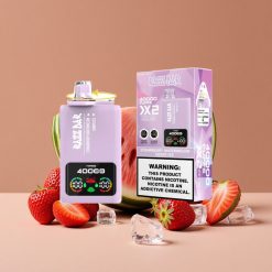 Razz Bar 40000 Puffs Vape Desechable Fresa Sandía_Uva Helada con Pantalla de Potencia